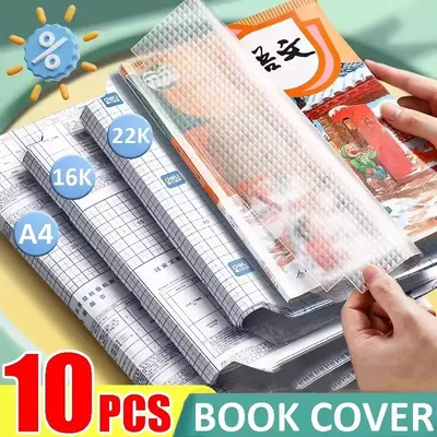 10 Sheets A4 Notebook Cover Self-adhesive Book Cover Wrap Waterproof Planners Book Case for Students Wrapping Films Protector