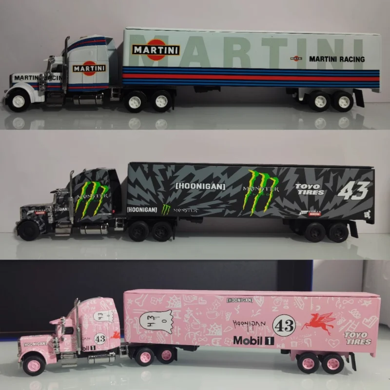 Diecast 1/64 Skala Peterbilt Van Semi-trailer Fine Works Container Truck Legierung Auto Modell Sammeln Spielzeug Geschenk Souvenir Display Image