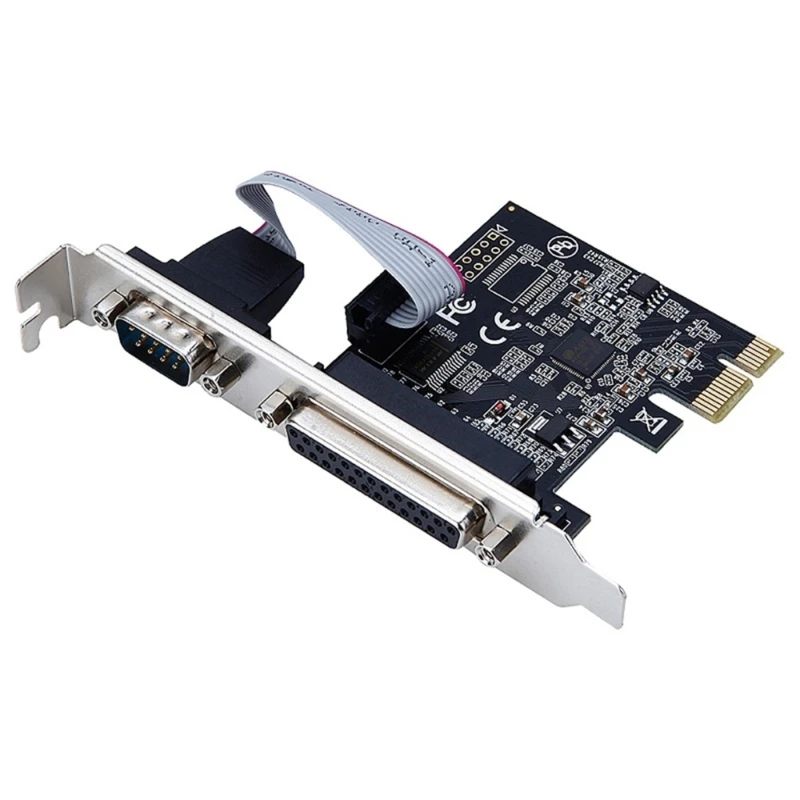 RS232 Serieller Port COM & DB25 Drucker Parallel Port LPT zu PCI-E PCI Express Card Adapter Konverter AX99100 moschip Image