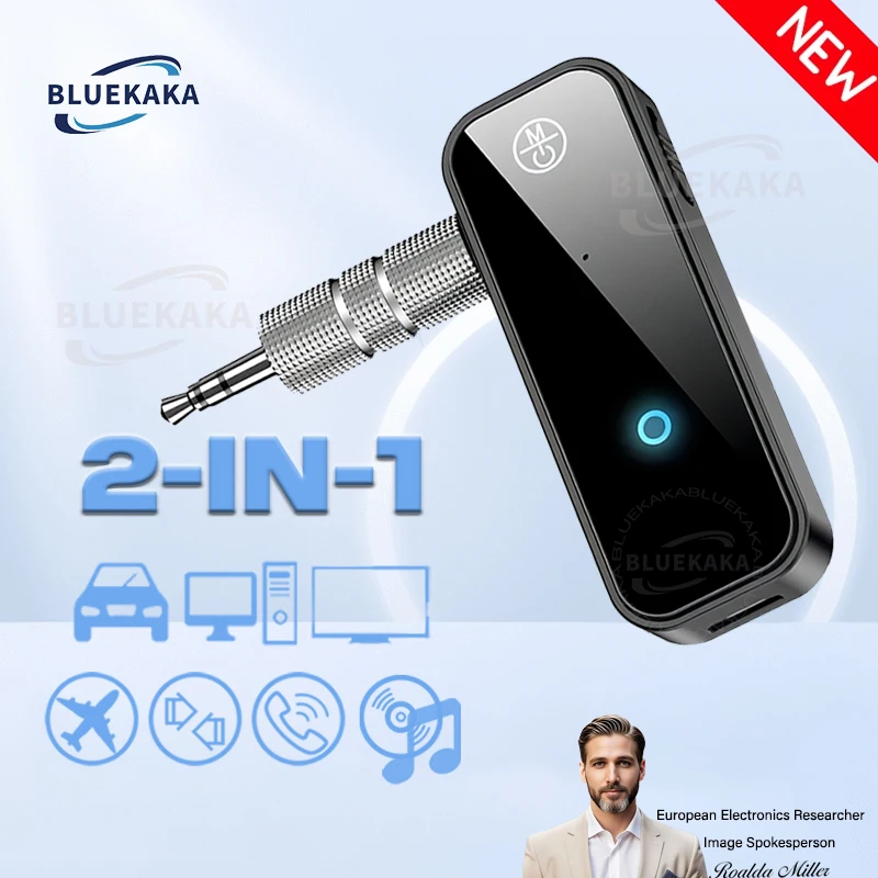 Nuovo Aggiornamento Bluetooth 5.3 Trasmettitore Audio Ricevitore 2 in1 Adattatore Wireless 3.5 AUX Stereo Musica Mini A2DP Per Auto TV PC Auricolare