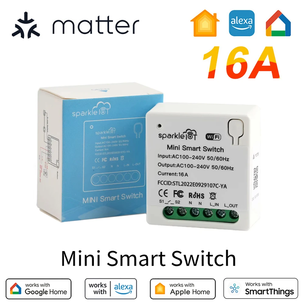 Matter Relay Smart Breaker Sprachsteuerung Homekit Siri WIFI Smart Switch 1-Kanal-Modul Automatisierung Alexa Google Home Image