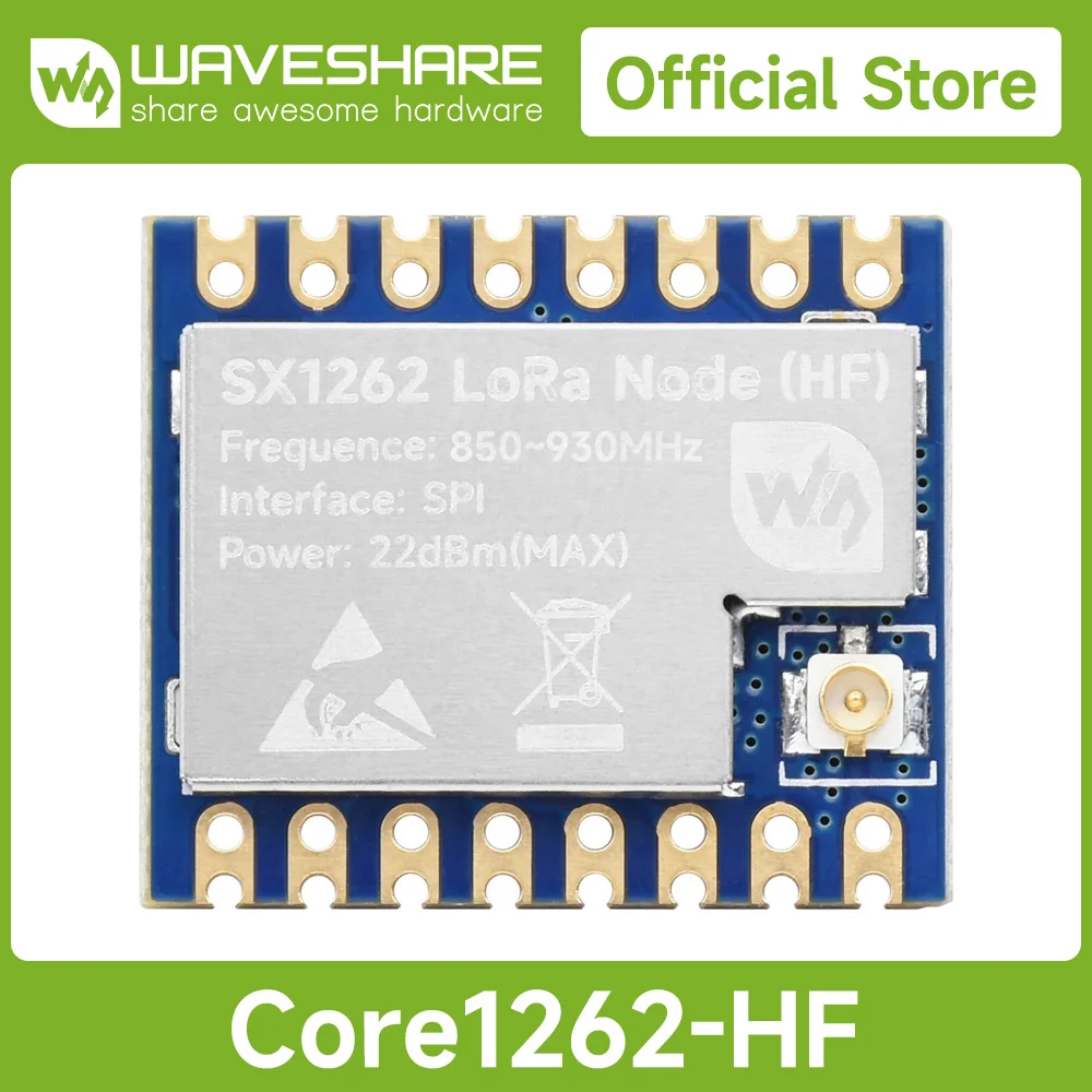 Waveshare Core1262 LF/HF LoRa-Modul, SX1262-Chip, große Reichweite, störungsfrei, für Sub-GHz-Band für Raspberry Pi 5/4B/3B Image