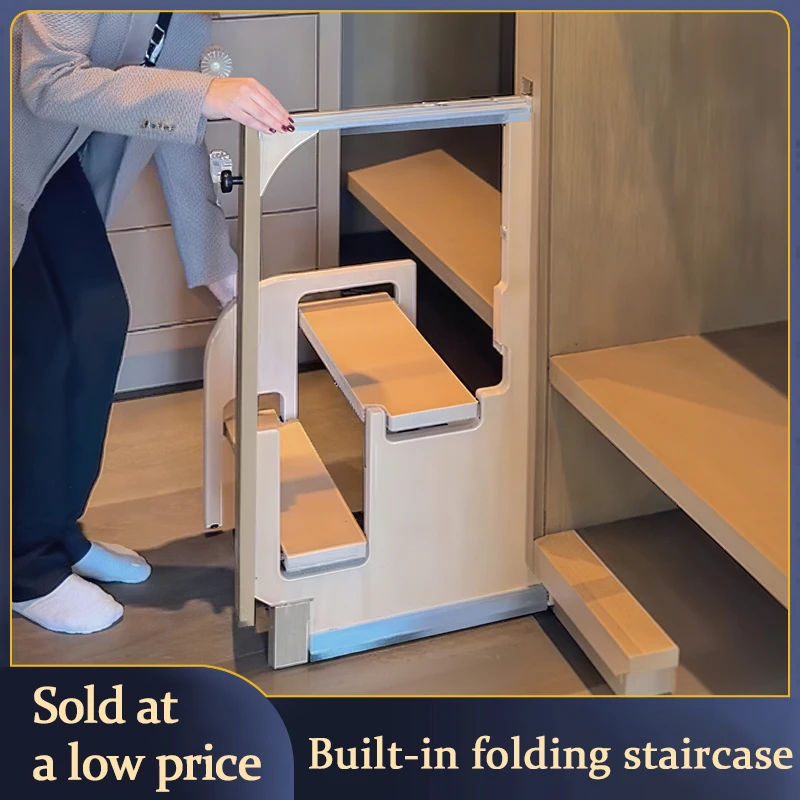 Universeller faltbarer Tritthocker mit linker/rechter Öffnung für Kleiderschrank, Speisekammer, 35 cm höhenverstellbar, rutschfeste Oberfläche, kompakte Aufbewahrung