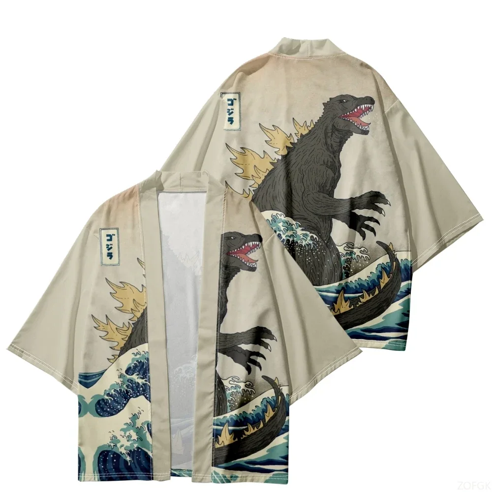 Neuer japanischer Cartoon-Monster-Muster-Kimono im Freien, lässig, Harajuku-Stil, neutrale Strickjacke Image