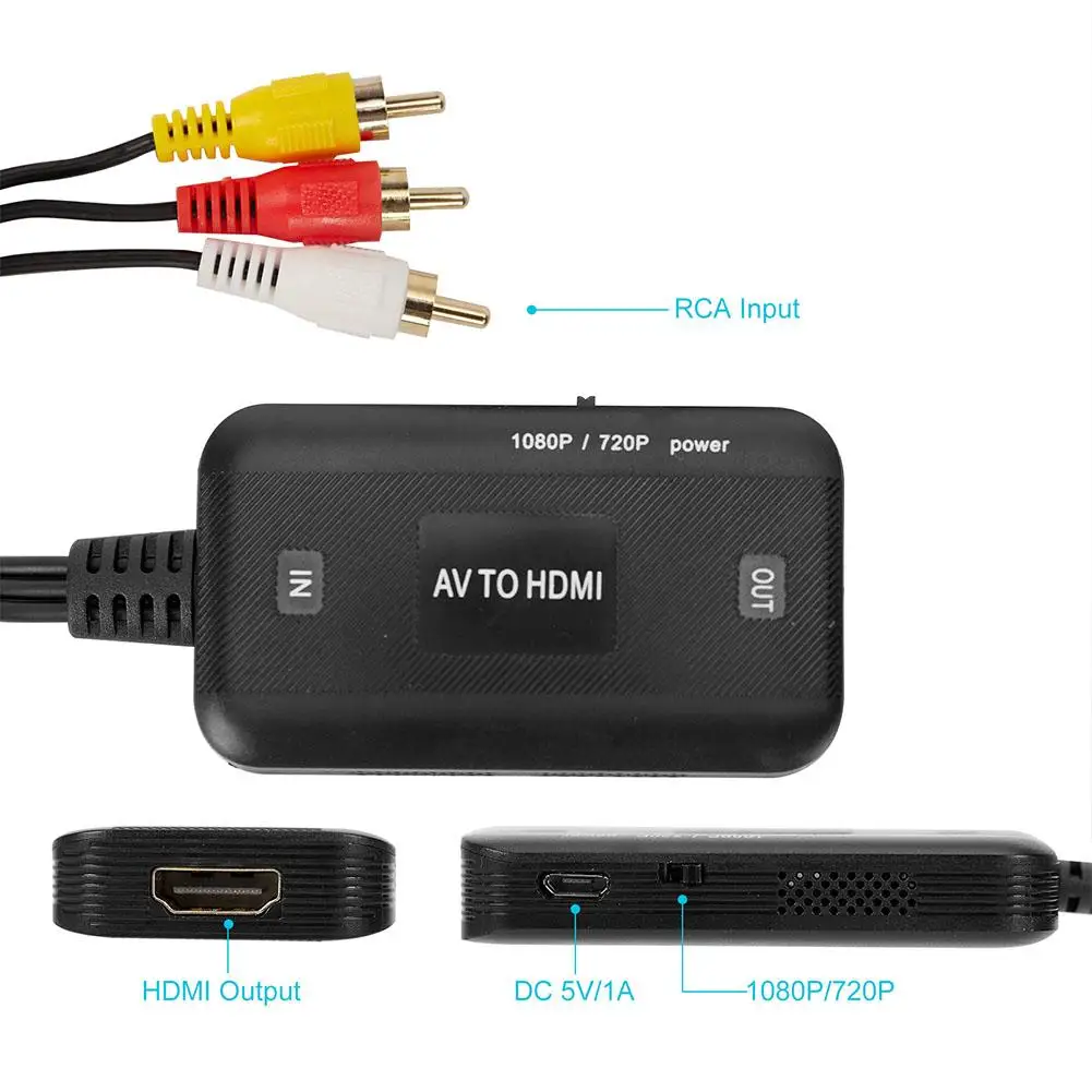 AV-Videokonverter 1080P RCA AV zu VGA Konverter AV-Adapter mit 3,5 mm Audiokabel Konverter für TV-Box PC Computerzubehör Image