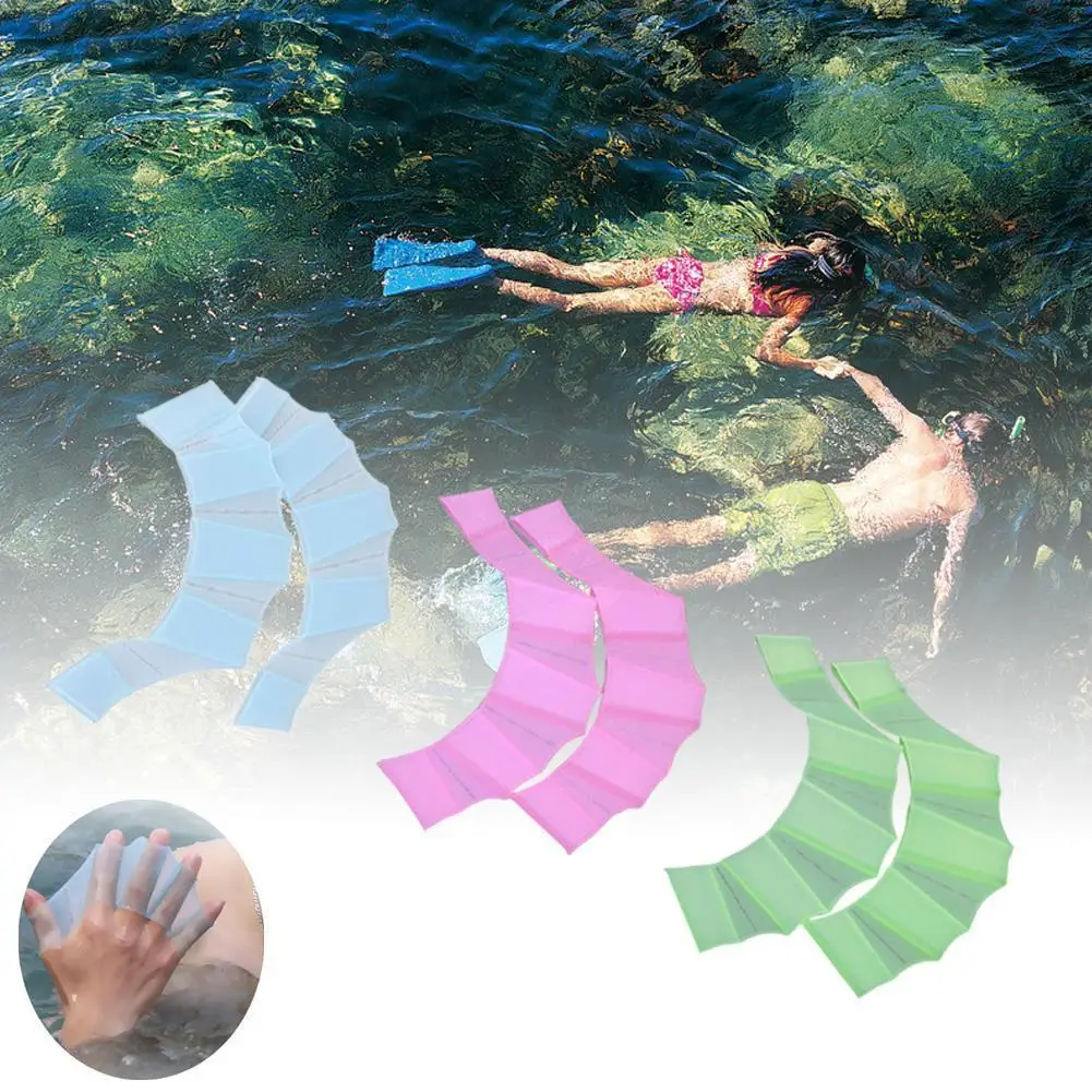Unisex Silicone Frog-Style Swim Hand Fins - Finger Flippers Paddle Gloves for Water Sports
