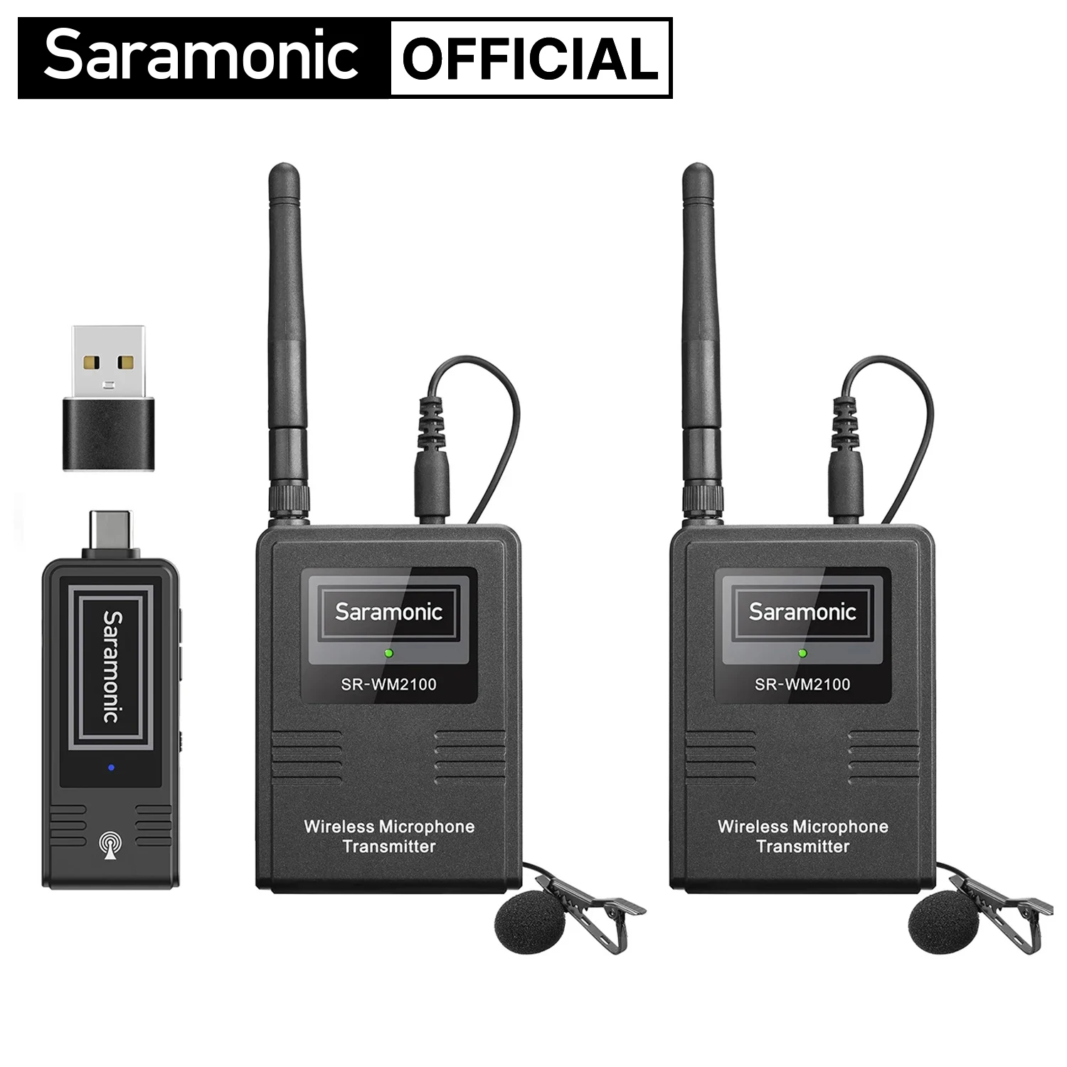 Saramonic SR-WM2100 U2 Dual Wireless Lavalier Microphone System for iPhone Android USB-C Devices Video Recording Live Streaming