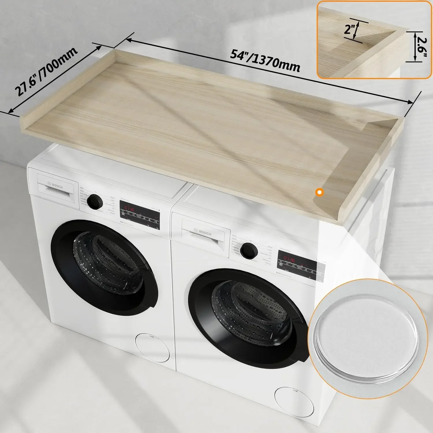 Dryer Countertop, 54" Width * 27.4” Depth Washer and Dryer Covers for The Top for Laundry Room Organization,