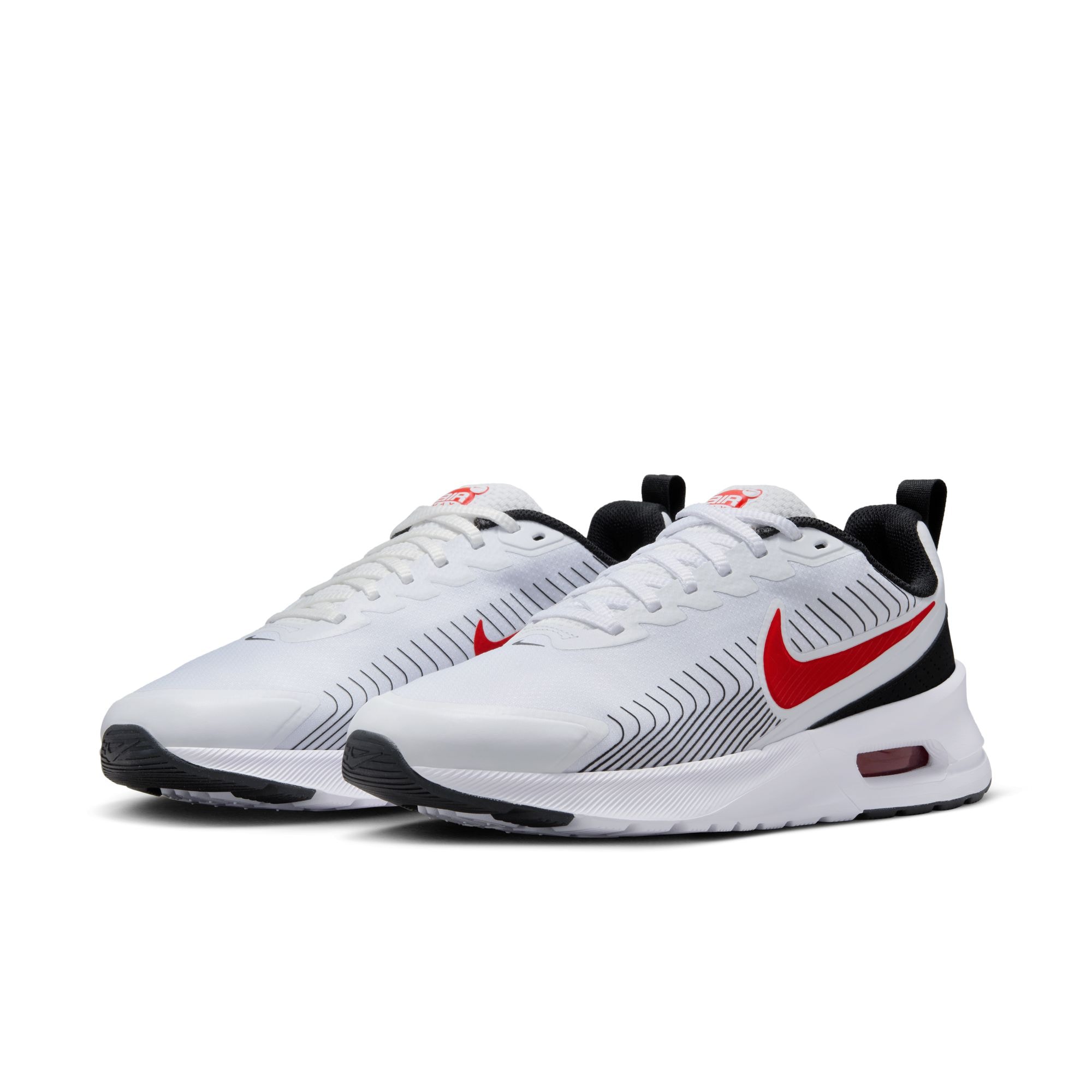 Sneaker NIKE SPORTSWEAR "NIKE AIR MAX NUAXIS", Herren, Gr. 44,5, weiß, university rot, schwarz, weiß, Schuhe Sneaker