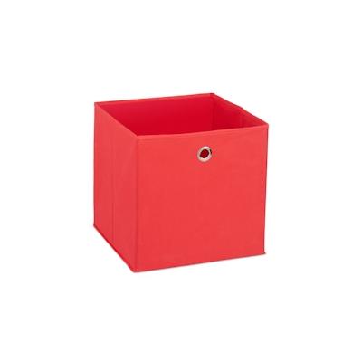 Relaxdays Aufbewahrungsbox Stoff 2er Set, quadratisch, Aufbewahrung für Regal, Stoffbox in Würfelform 30x30x30 cm, rot Image