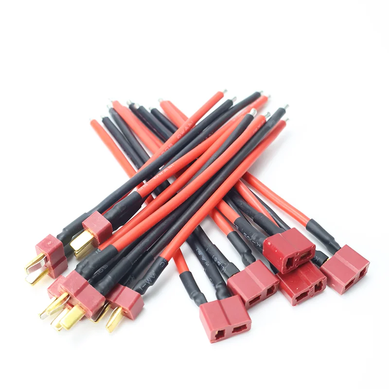 5Pcs Deans Ultra Pigtail Cable T plug Connector Male/Female 10cm 14AWG Soft Silicone Wire for RC hobby Quadcopter Lipo Battery