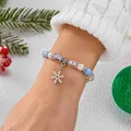 Braccialetto di perline fatto a mano con fiocco di neve di Natale squisito alla moda per le donne Gioielli per feste con braccialetto in argilla polimerica dolce albero di Natale