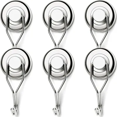 D25mm-Swivel Swing Magnetic Hook Refrigerator Magnetic Hooks 2/4/6/8 Pack Neodymium Magnet Hook for Refrigerator Other Magnetic