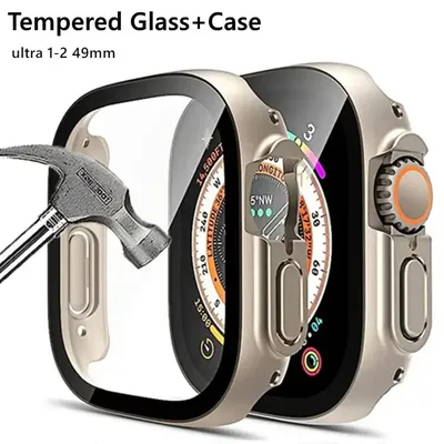NEW Glass+case For Apple Watch Ultra 2 49mm smartwatch PC Bumper Screen Protector Tempered film apple watch Ultra Accessories