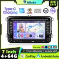 Hikity 4 + 64G 2DIN Lettore multimediale per auto Carplay Android Auto GPS Mirror link USB e TYPE-C Car Audio per VW Altea ab 05/2004 Leon