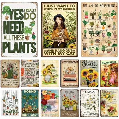 Gardening Vintage Metal Tin Sign Wall Decor Because Murder Is Wrong Funny Plants Retro Sign for Farmhouse Home Room Decorati
