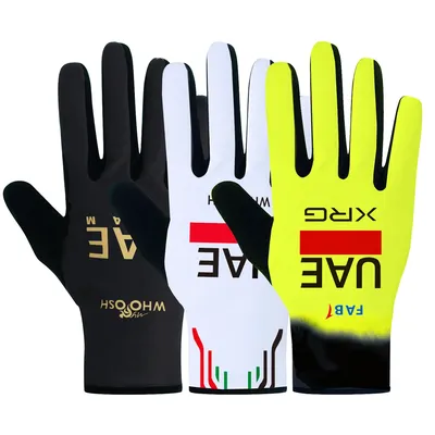 Fluor Yellow 2026 UAE Sports Cycling Gloves Full Finger Men Road Bike Gloves Running Fitness Warmth Gym Riding Bicycle Gloves