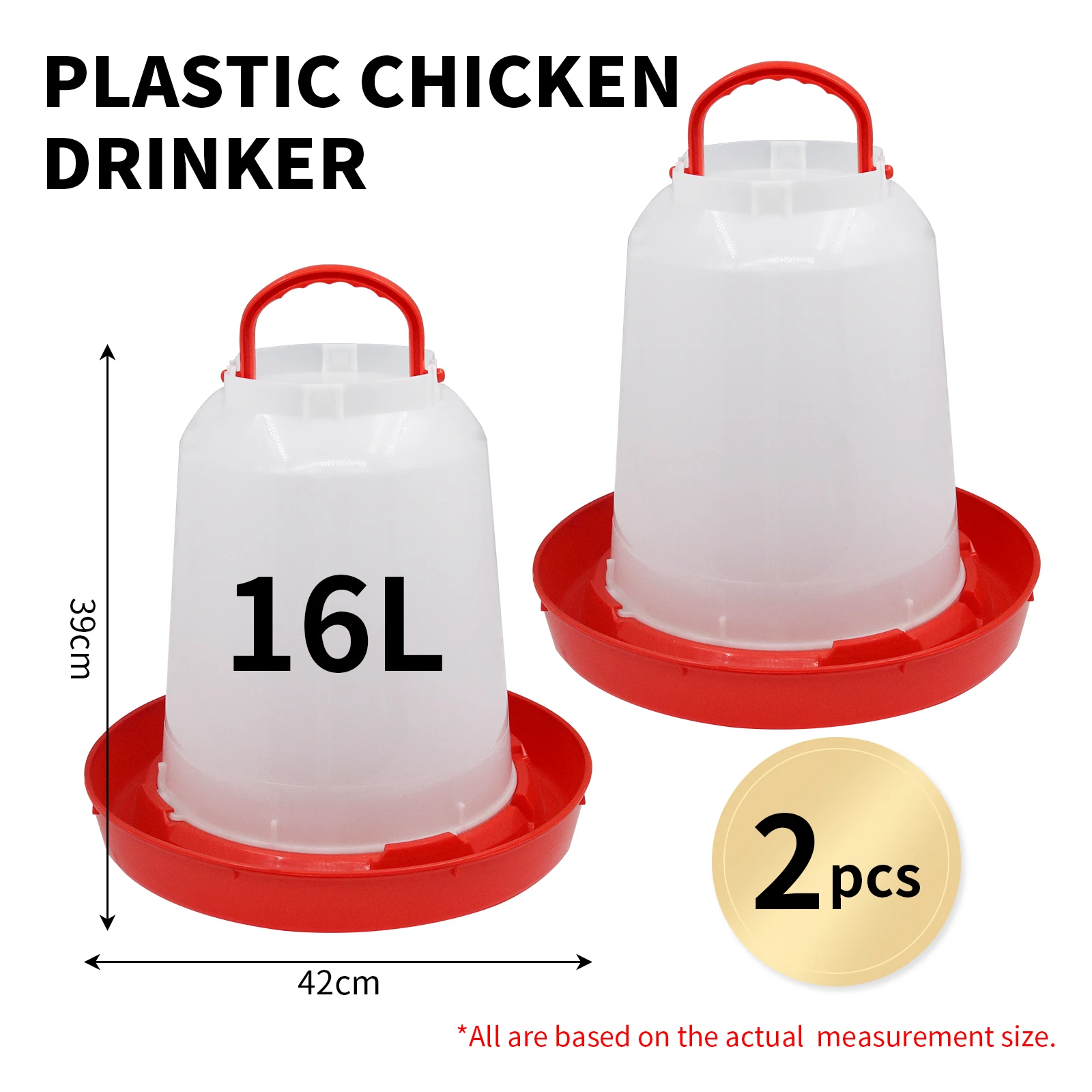 2Pcs 16L Automatic Chicken Coop Water Dispenser Chicken Water Dispenser Water Outlet with Switch Plastic Poultry Drinking Bucket