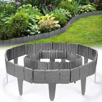 Garden PP Fence Edging,10Pcs Home Garden Border Edging Plastic Fence Stone DIY Yard Landscape Plant Fence Fit for Lawn Yard Flow