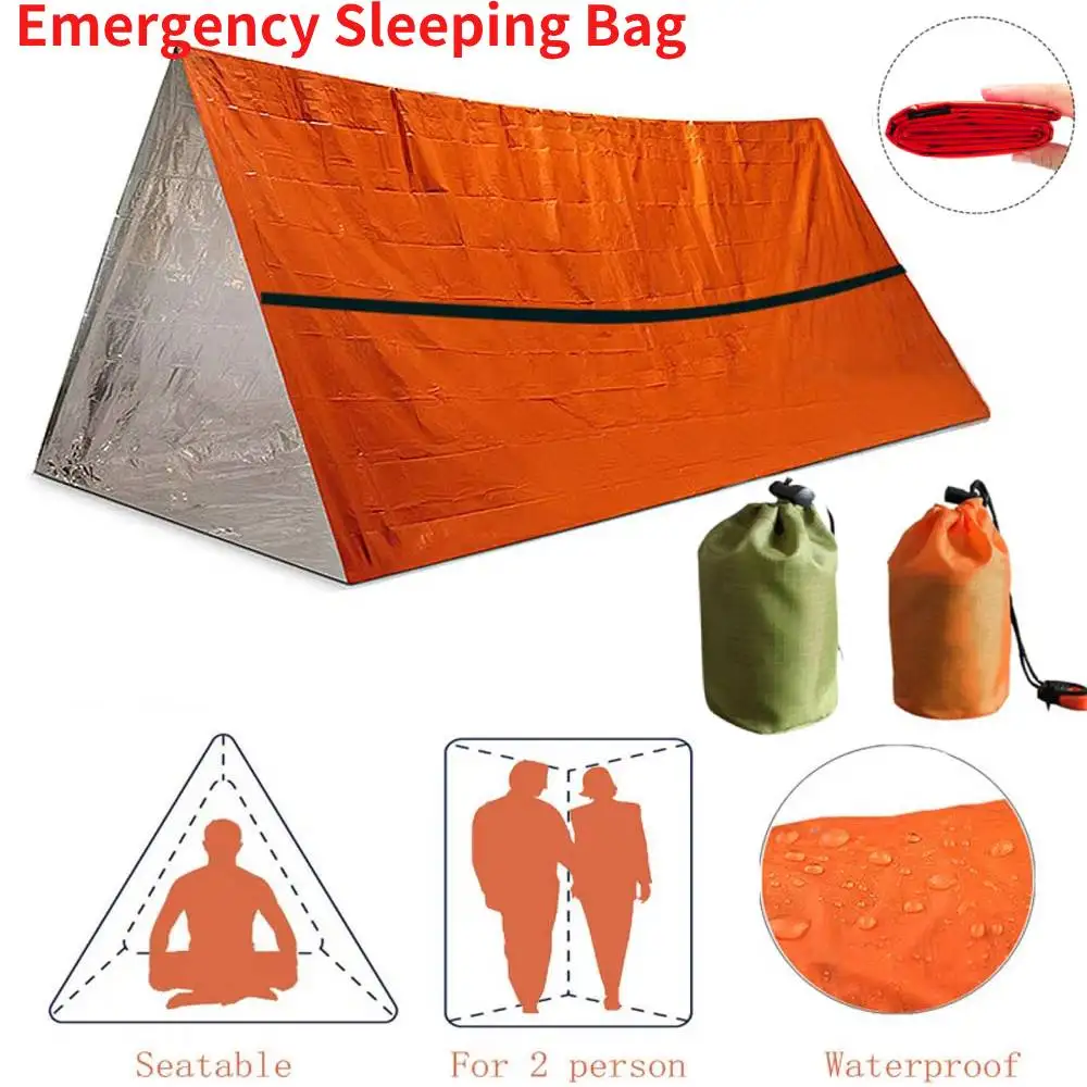 Tragbare Wasserdichte Notfall Überleben Schlafsack Outdoor Edc Camping Ausrüstung Thermische Sack Erste Hilfe Rettungs Kit Mylar Decke ﻿ Image