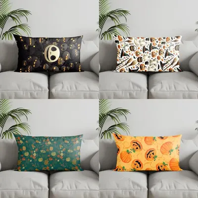 Home Decor Happy Halloween Spider Web Pillow Suitable For Sofa Bedroom Car Pillow Cover Cushion Rectangular Back Cushion