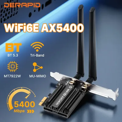 WiFi 6E AX5400 PCIe Adapter Bluetooth 5.3 Triple Band 2,4G/5G/6GHz 802.11AX Netzwerk Wireless Receiver MU-MIMO für Windows 10/11