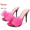 Mode Bogen Sommer Dünne High Heel Hausschuhe Für Frau 10 CM Plus Größe 2025 Neue Im Freien Sandalen Fee stil Slip-on Frauen Schuhe