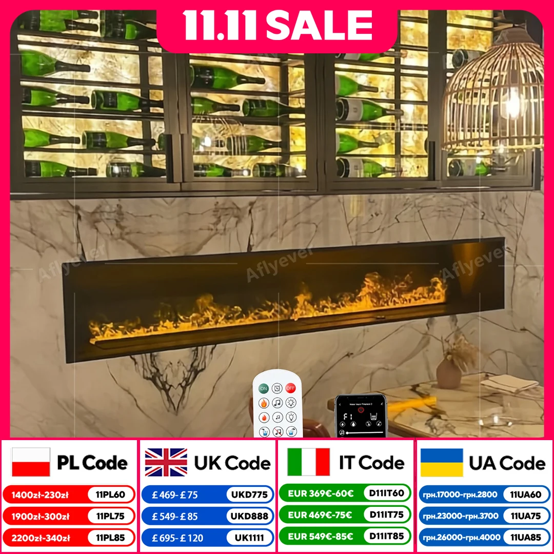 Smart Home Wohnzimmer Dampfkamin LED Simulierte Flamme 3D Zerstäubter Kamin TV Dekoration Elektrischer Kamin Wandmontage