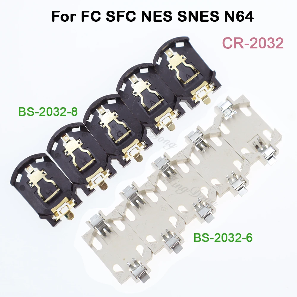 2/5/10 stücke CR2025 CR2032 Taste Batterie Halter Für FC SFC NES SNES N64 Spiel Karte BS-6 BS-8 3V Image