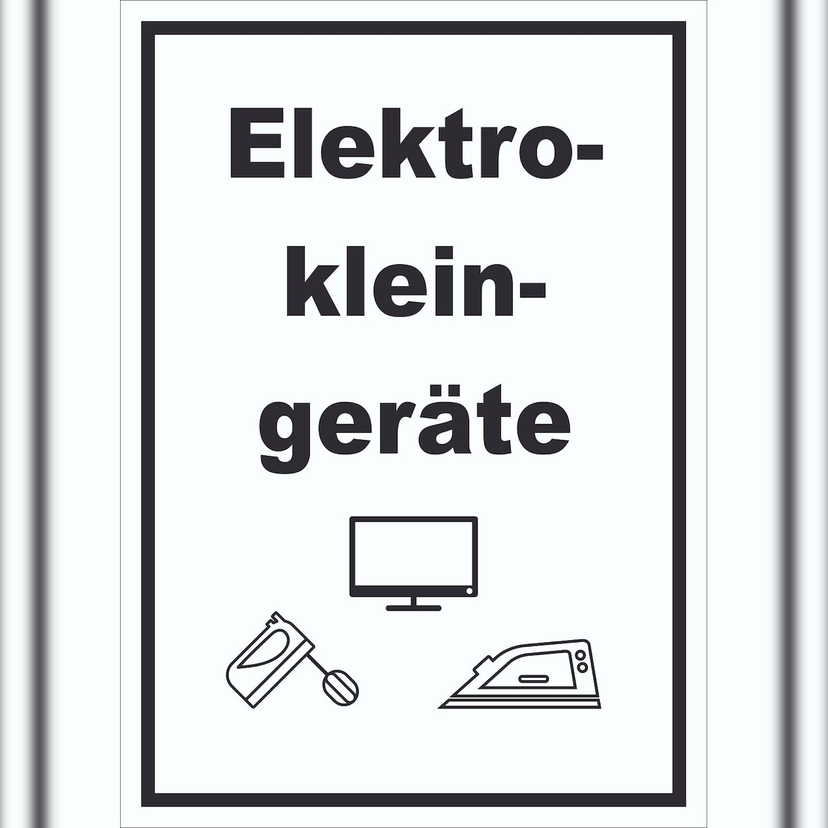 HB-Druck Elektrokleingeräte Mülltrennung Schild Text Symbol Haushaltsgerät hochkant A5 (148x210mm) Image