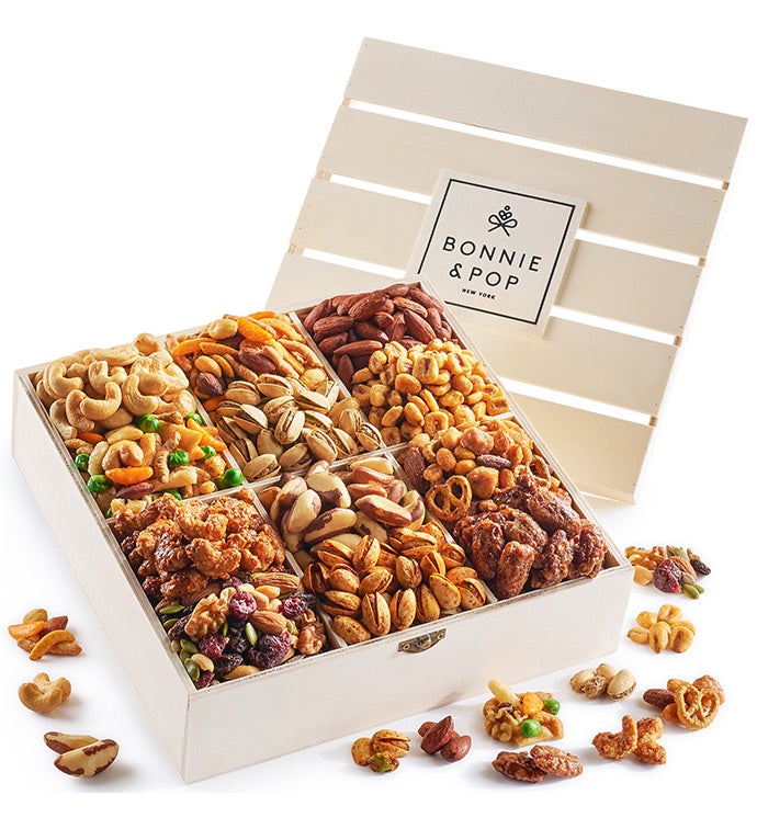 Savory Nut And Snack Grand Crate, Family Item Food Gourmet Snacks Nuts Dried Fruit, Mixs by Simply Chocolate