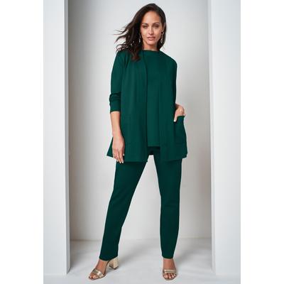 Plus Size Women's 3 Piece Ponte Pant Set by Jessica London in Emerald Green (Size 34/36)