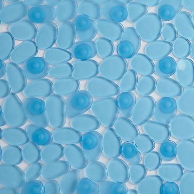 Extra Long Tub Mat With River Stones Design by BrylaneHome in Blue Towel