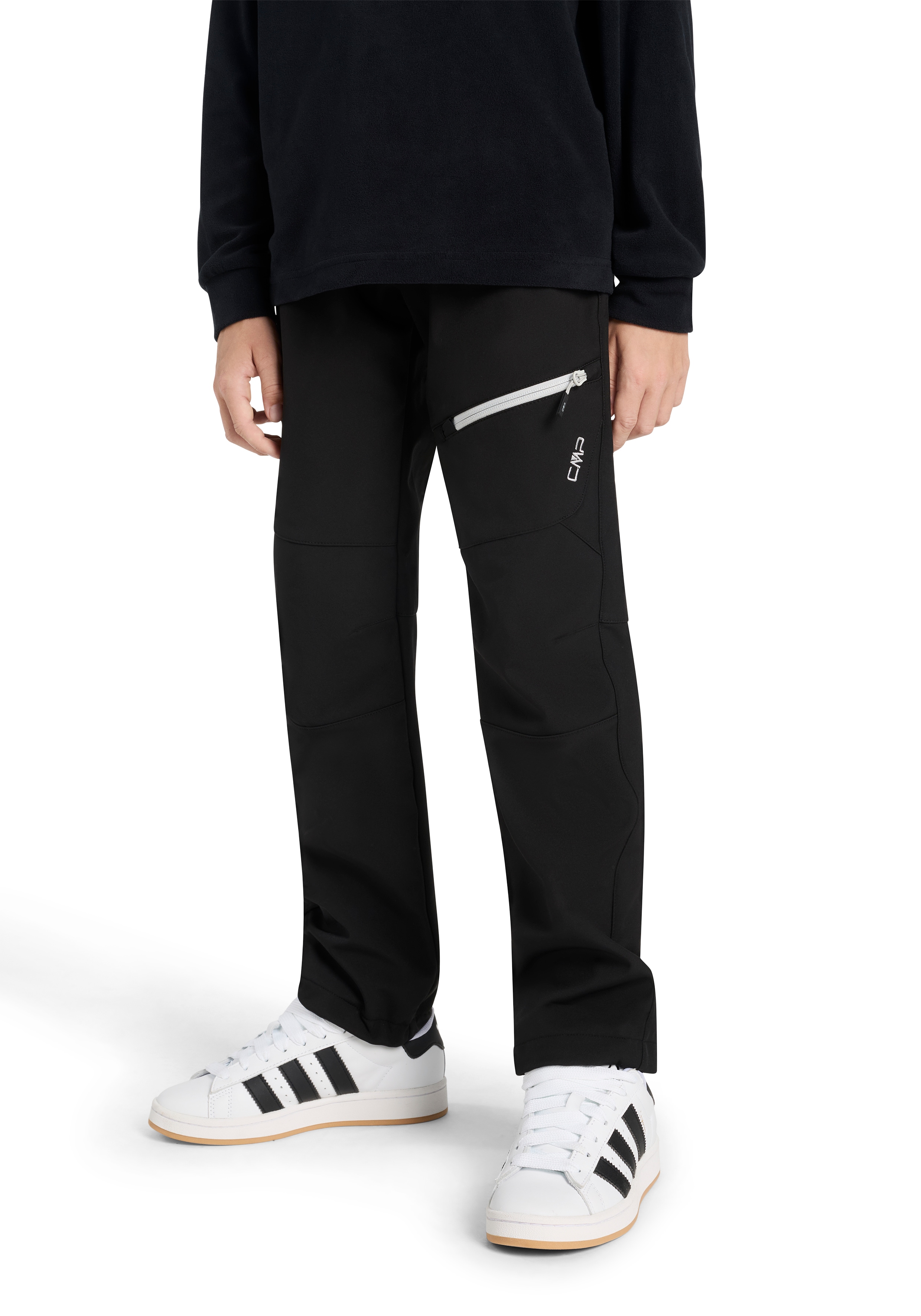 Softshellhose CMP, Kinder, Gr. 128, N-Gr, nero, Obermaterial: 96% Polyester, 4% Elasthan. Futter: 100% Polyester, Hosen Image