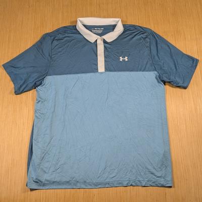 Under Armour Shirts | Under Armour The Performance Polo Shirt Blue Golf Athletic Sportswear Men's Xxl | Color: Blue/White | Size: Xxl