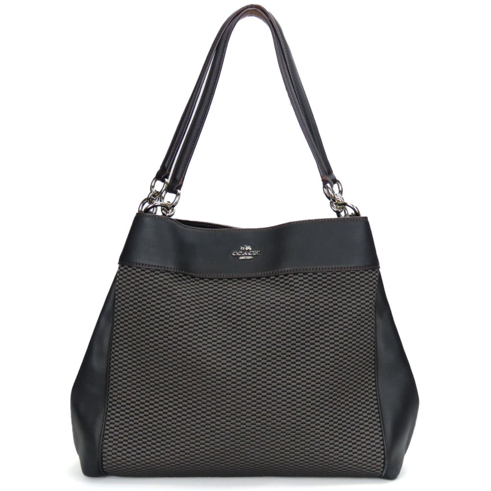 Coach Bags | Coach Tote Bag F57540 Canvas Leather Black Grey Brown Handbag Women's Coach | Color: Black | Size: Os