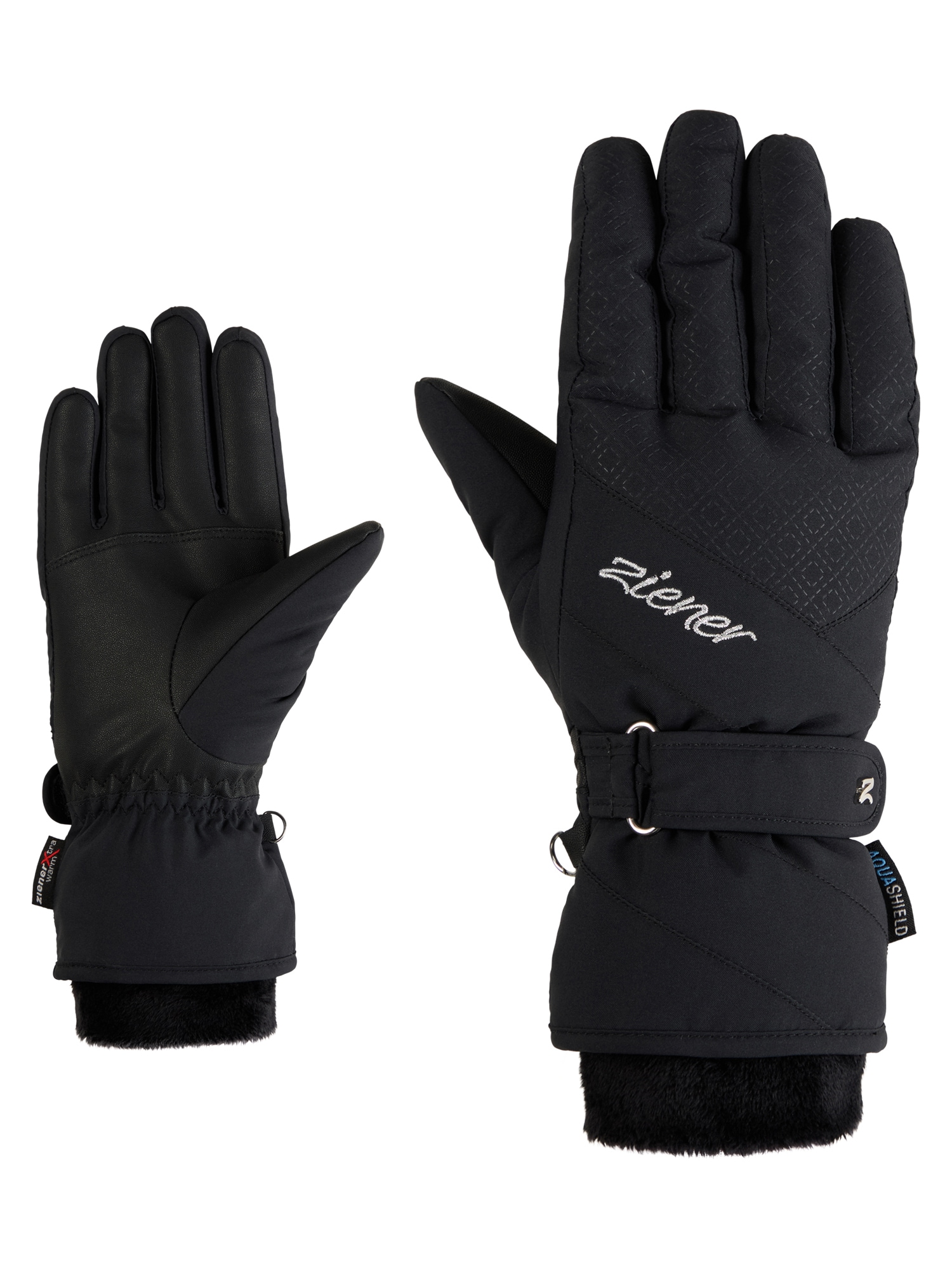 Skihandschuhe ZIENER "KENDRI-Z AS PR glove", Damen, Gr. 7, schwarz, Obermaterial: 100% Polyester; Innenhand: 100% Polyester; Futter: 100% Polyester; Wattierung: 100% Polyester (recycelt), Handschuhe Image
