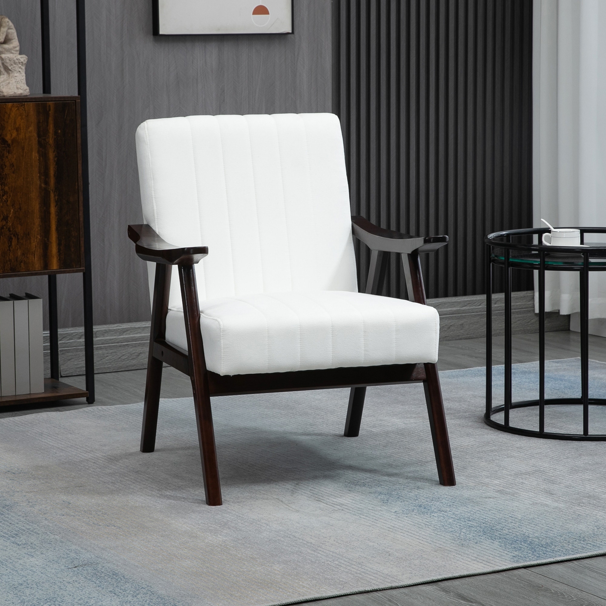 HOMCOM Accent Chair with Softness & Support, Upholstered Arm Chair for Living Room Furniture, Comfy Chair with Wood Legs