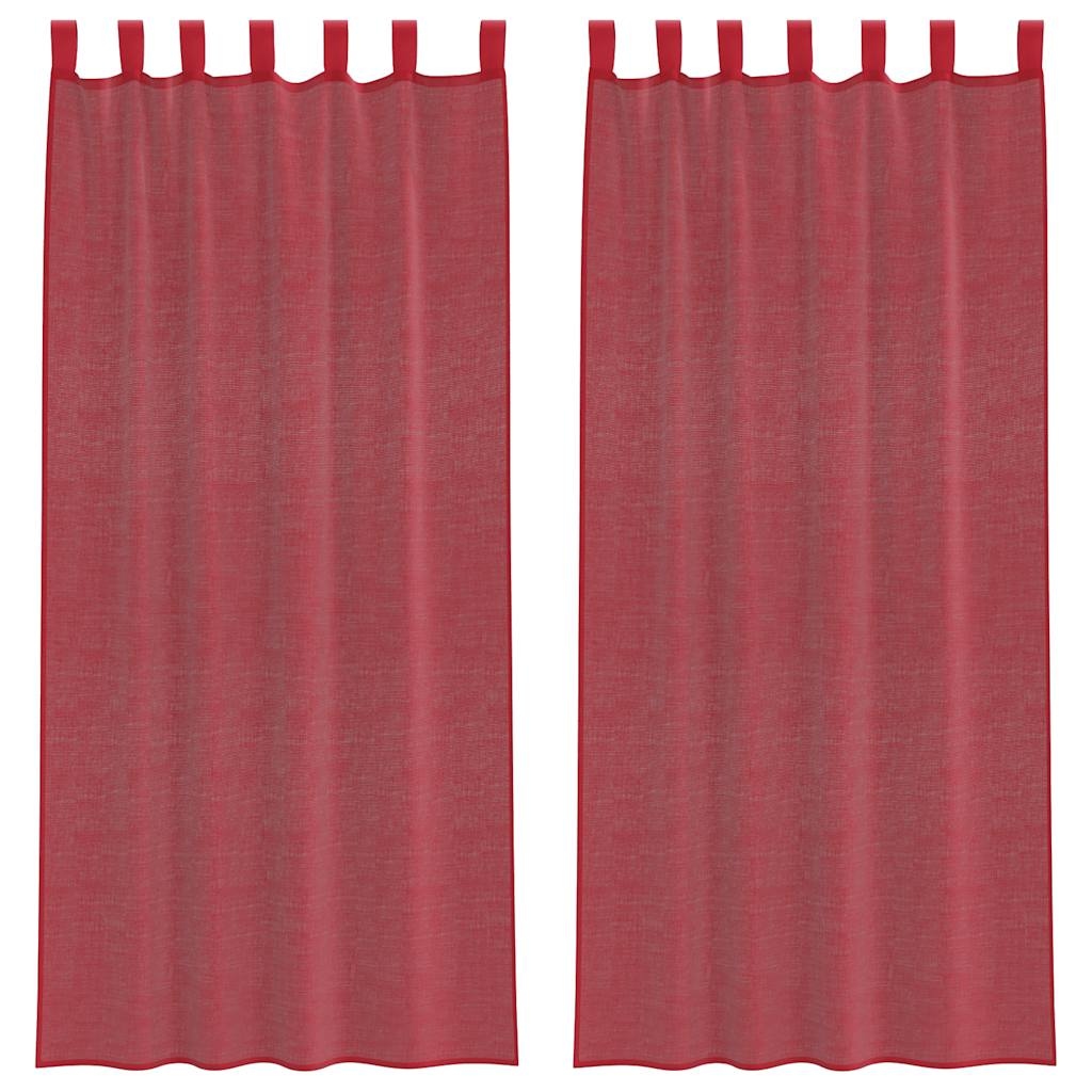vidaXL Voile Vorhänge mit Schlaufen 2 Stk. Weinrot 140x245 cm Image