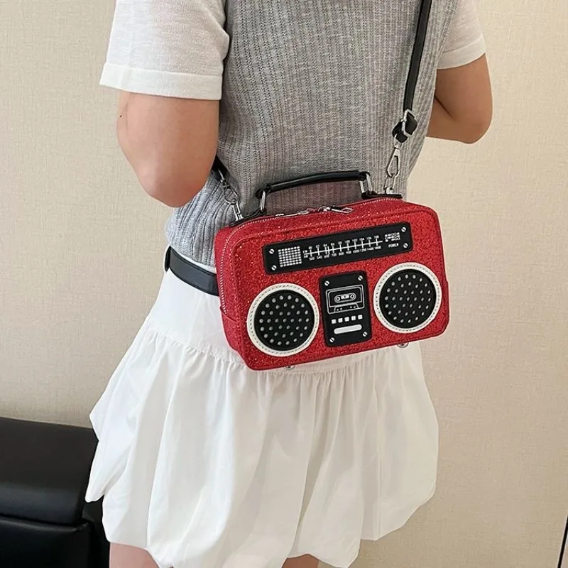 Sac à bandoulière créatif pour femmes, sac à bandoulière en forme de Radio, bourse de styliste pour téléphone fille douce, petit sac à main en cuir PU