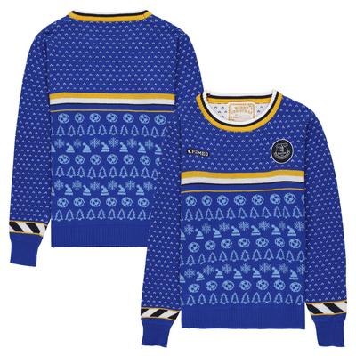 Everton Retro-Weihnachtspullover – Royalblau/Gelb – Kinder Image