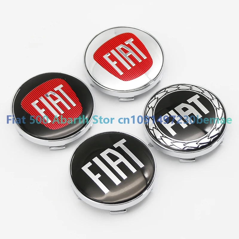 4 pièces 56mm/60mm Fiat capuchons de moyeu central de roue insigne-couvercles anti-poussière pour Fiat 500 124 125 Punto Bravo Stilo Panda Abarth-jante emblèmes