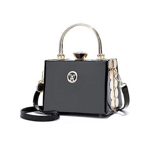 Abendhandtasche aus burgunderrotem Lackleder für Damen mit goldenem Griff, Handtasche im Vintage-Gatsby-Stil für Cocktailpartys, Hochzeiten und formelle Anlässe