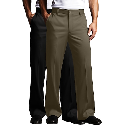 Herren Hose Anzughose Fronttasche Gerader Schnitt Mehrfachpackung Einfach Komfort Volle Länge Hochzeit Geschäft Täglich Mode Schick Modern Weiß Grün Weiß Khaki Unelastisch Image