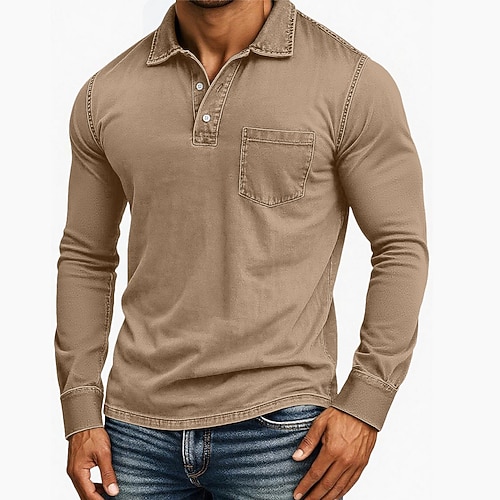 Herren Polo Golfshirt Geschäft Lässig Klassisch Kurzarm Mode Basic Einfarbig Farbblock Tasche Knöpfe Sommer Frühling Herbst Ganzjahres Normale Passform Schwarz Blau Hellgrün Dunkel Blau Rosa Grau Image