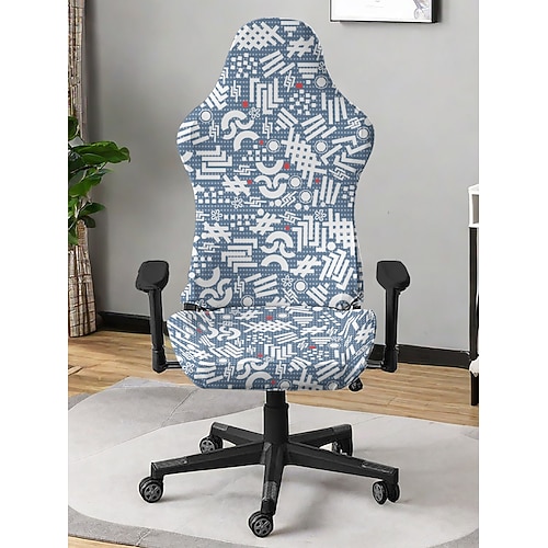 Stuhlbezug mit geometrischem Aufdruck für die Küche, Schonbezug aus Polyester, strapazierfähiger, rutschfester Stuhlschutz für Esszimmer und Zuhause Image