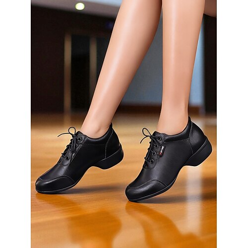 weiße Damen-Tanzschuhe zum Schnüren – professionelle Standard-Übungs-Sneaker für Latein-, Jazz- und Party-Auftritte Image