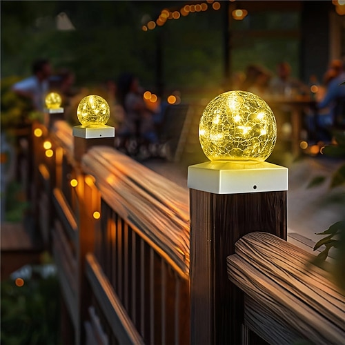 1 pc solar outdoor garten led dekorative atmosphäre licht landschaft lichtmast scheinwerfer riss glas ball led licht Image