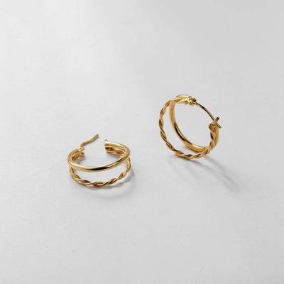 tatiana Twill round two-line hoop earrings EC1425