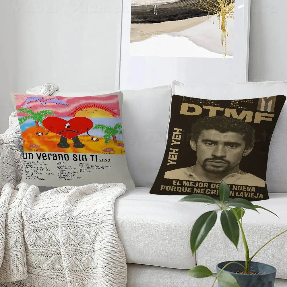 Hip Hop Rapper Bad Bunny Debi Tirar Mas Fotos Kissen Geschenk Home Office Dekoration Schlafzimmer Sofa Auto Kissenbezug Fall 45x45 Image